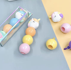 Unicorn Ball Bubble Shape Highlighters | Set Of 3 Colours