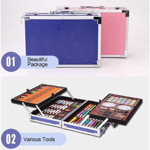Portable Inspiration | Creativity Coloring Drawing Supplies with Aluminum Alloy Box