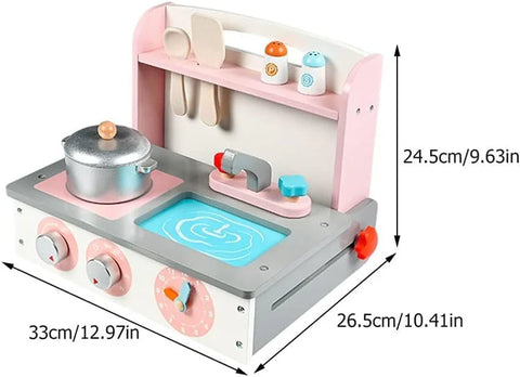 Portable Wooden Children's Simulation Mini Folding Kitchen