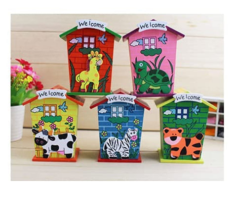 Wooden House Shape Piggy Bank for Kids|Small (Pack of 1)