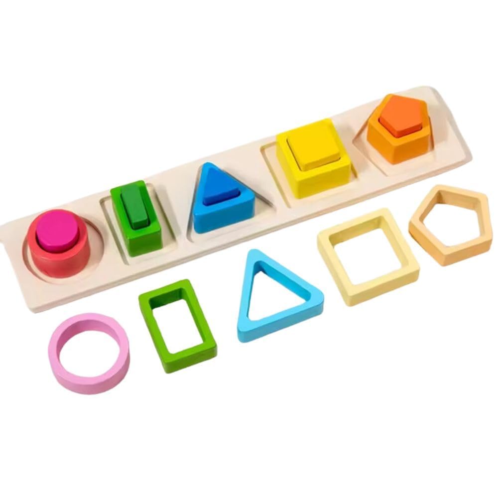 5 Color shape sorter| Wooden Montessori  Stacking and Nesting Toy