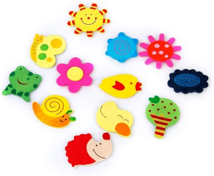 Cute Wooden Cartoon Magnet Set 🧲🌟