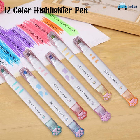 Highlighter Pen Cute, Dual-side 2 in 1 Color Highlighter Pens Set