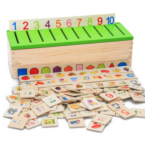 Montessori Educational Wooden Game Recognition Toy Baby Kids Early Learning Classification Box Toys