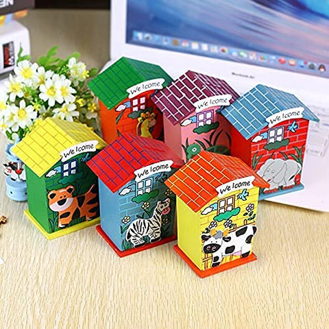 Wooden House Shape Piggy Bank for Kids|Small (Pack of 1)