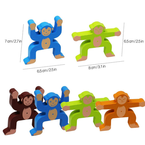 Colorful monkey wooden balancing game