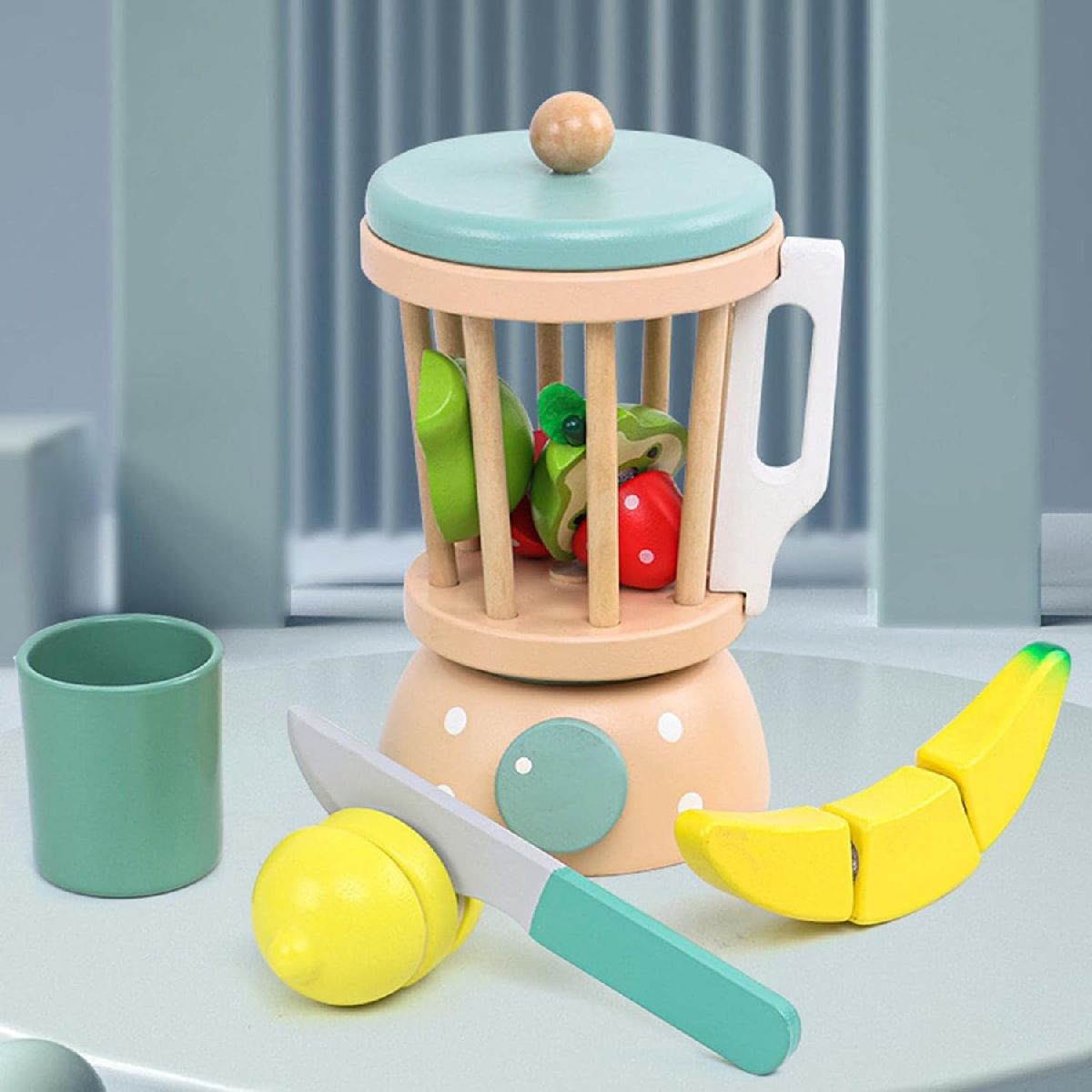 Wooden Smoothie Maker Set Cooking Fruit Simulation Educational Toys |Pretend Play