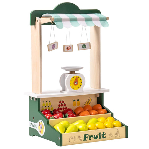 Wooden Fruits Market Playset for Kids