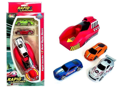 Rapid Launcher Cars Play Set Toys with 3 Die Cast Metal Stunt Cars for Kids