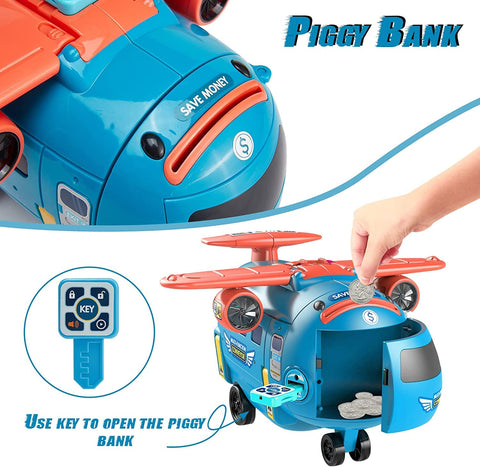 Airplane Toy, Steering Wheel Stimulation Toys Kids- Play Helicopter Toy with Sound- Light