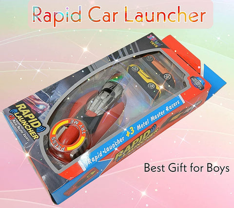 Rapid Launcher Cars Play Set Toys with 3 Die Cast Metal Stunt Cars for Kids