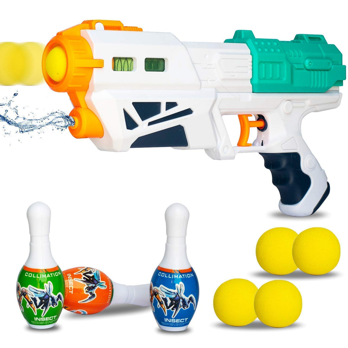 2 in 1 Bowling Water Shooting Gun with Soft Foam Balls Bullets