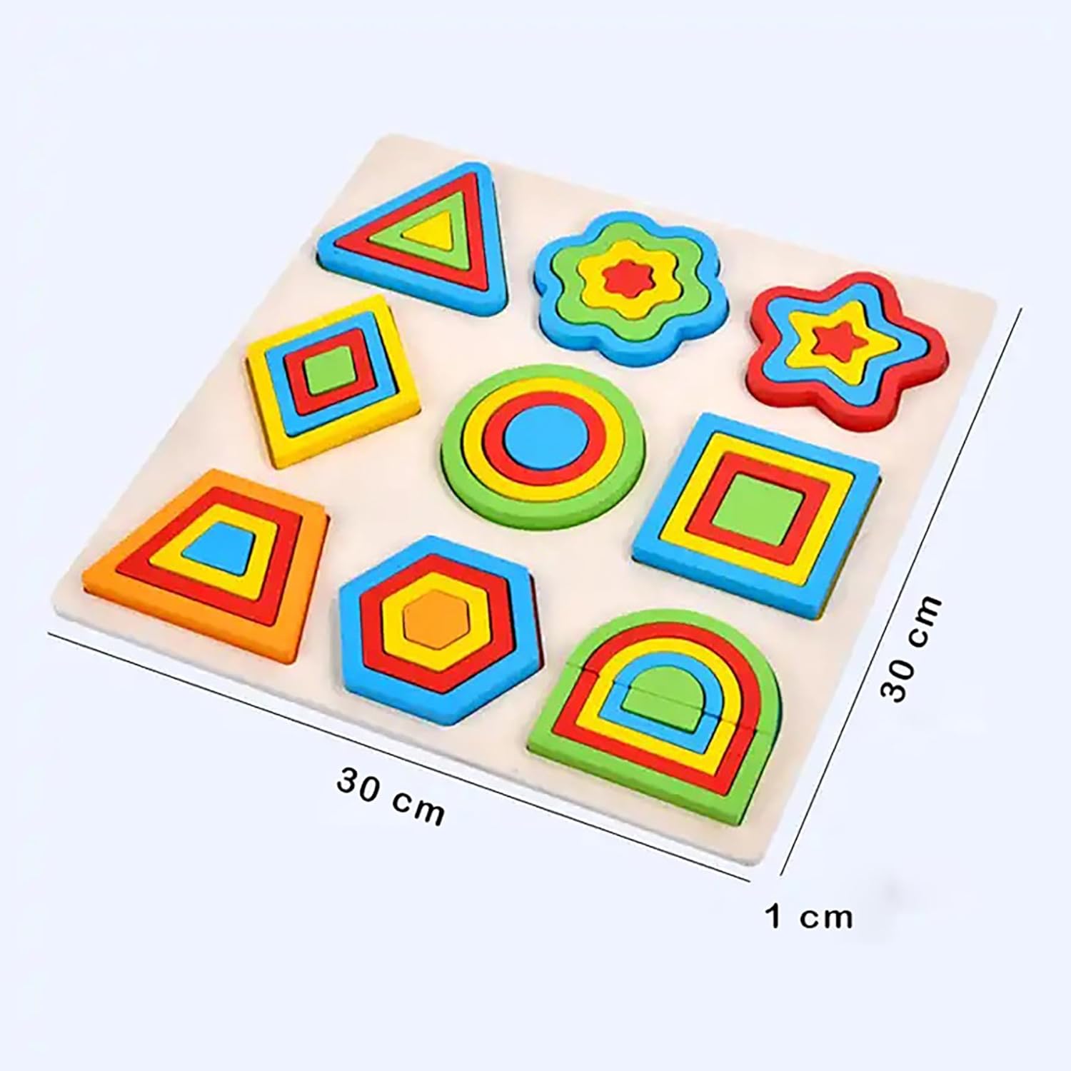 Wooden Shapes Puzzle with 9 Geometric Shapes