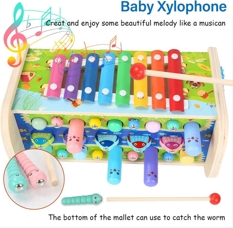 7 in 1 Wooden Montessori Toy | Fishing Game Xylophone Toy