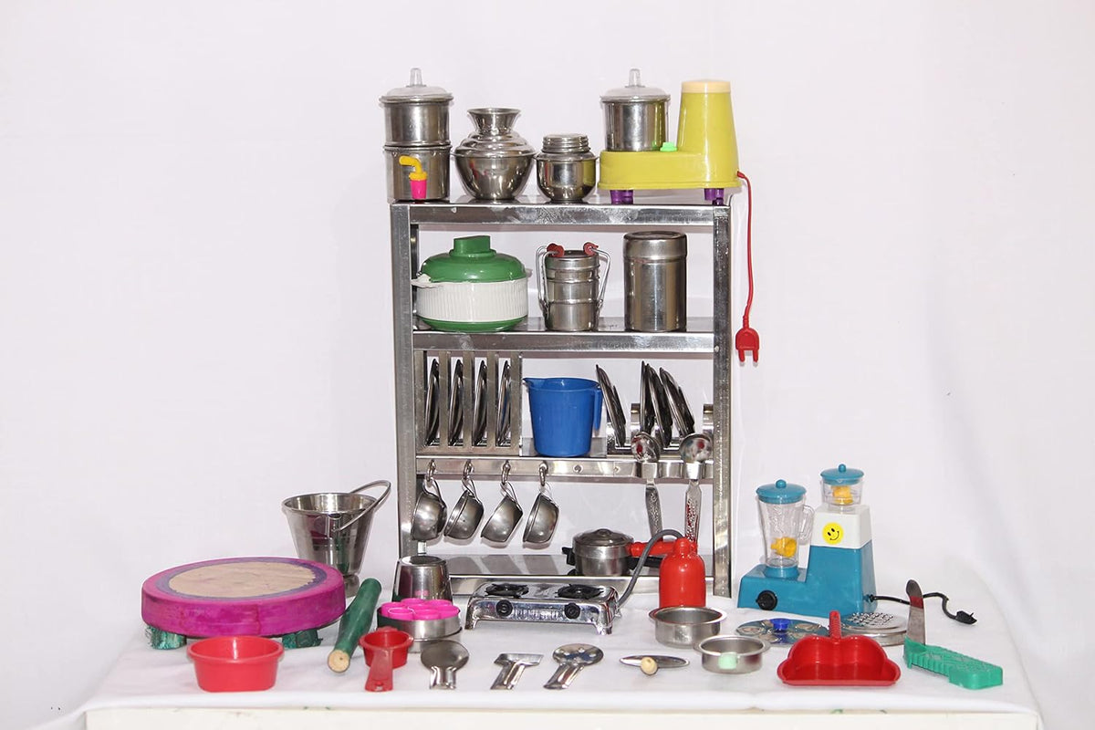 Miniature Stainless Steel Kitchen Set 41 pcs