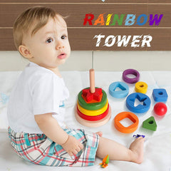 Wooden Rainbow Tower Toy