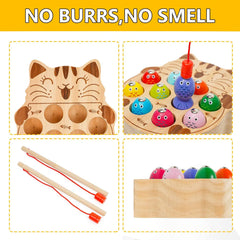 Magnetic Wood Children Fishing Toy Wooden Toys Magnetic Fishing Game || Montessori
