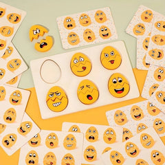 Wooden egg expression puzzle board