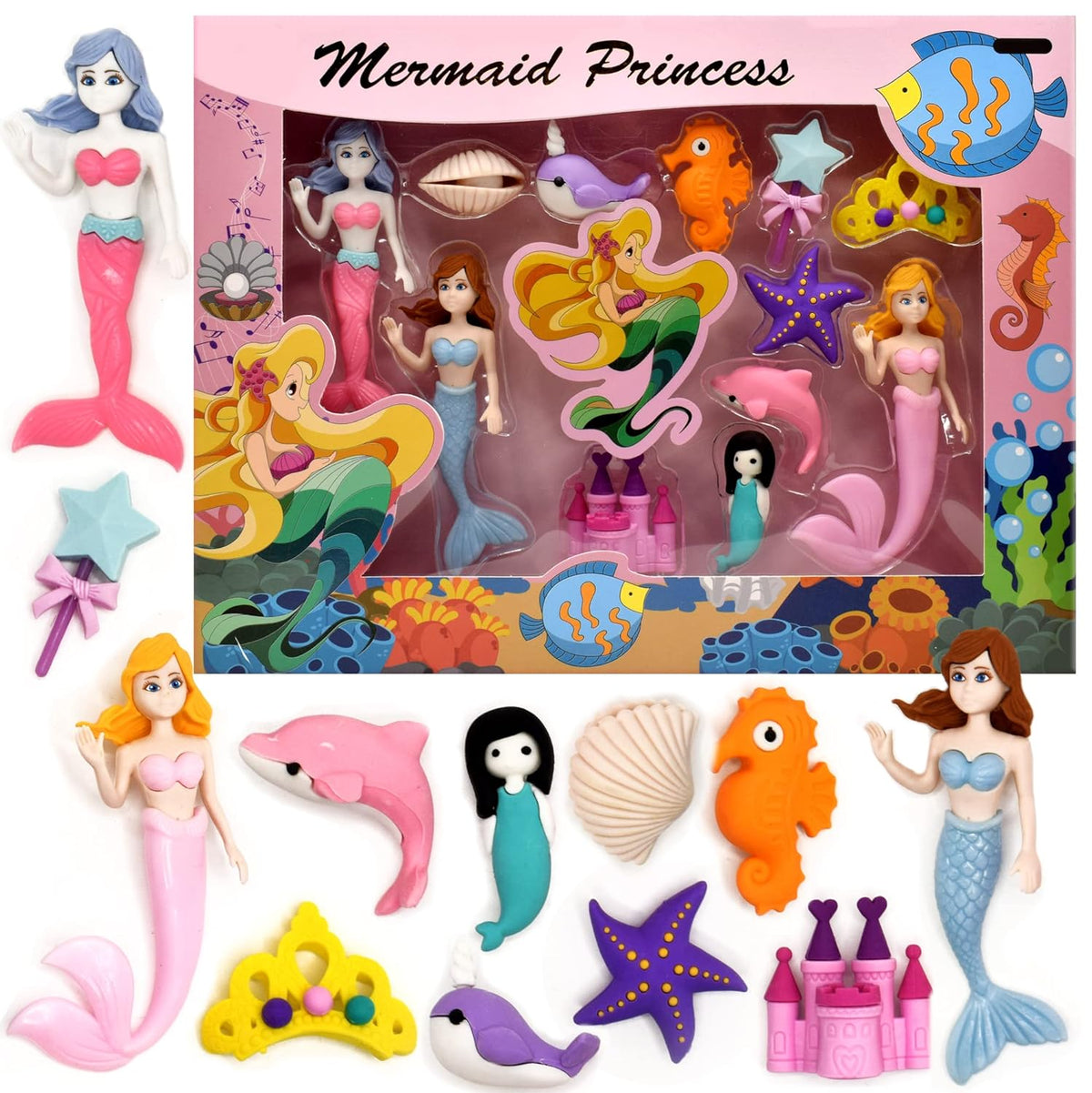 Erasers (Pack of 12) Mermaid Princess