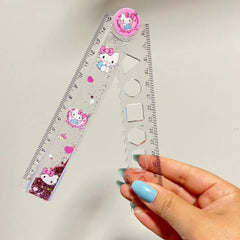 Foldable Plastic Ruler With Stencils📏