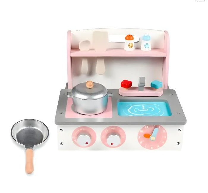 Portable Wooden Children's Simulation Mini Folding Kitchen