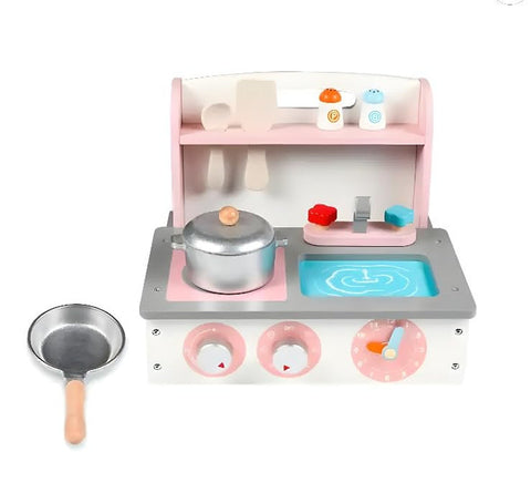 Portable Wooden Children's Simulation Mini Folding Kitchen