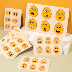 Wooden egg expression puzzle board