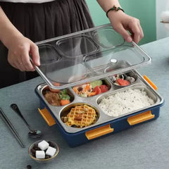5 Compartment Lunch Box Stainless Steel Tiffin Box 5 Containers Lunch Box  (1280 ml)