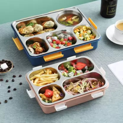5 Compartment Lunch Box Stainless Steel Tiffin Box 5 Containers Lunch Box  (1280 ml)