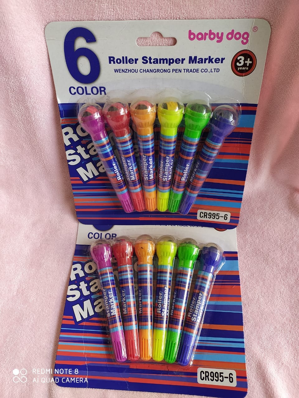 Roller Stamper and Marker Pen with Water-Based Ink for Scrapbooks (Set of 6 Pens).