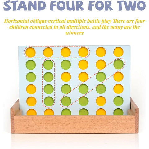 Wooden 4 in a Row Game -Connect The 4 Discs of Same Colour in a Row