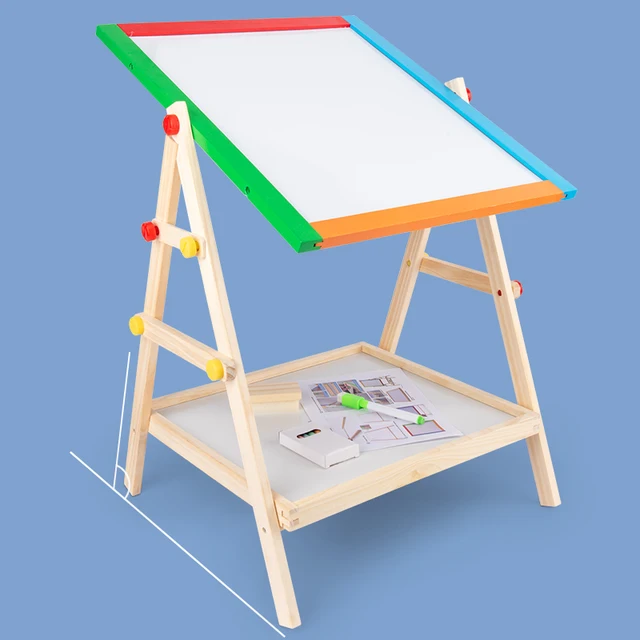 Double Sided Wooden Easel for Drawing & Writing | Portable & Adjustable Kids Board