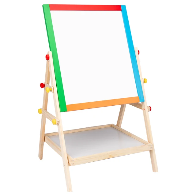 Double Sided Wooden Easel for Drawing & Writing | Portable & Adjustable Kids Board