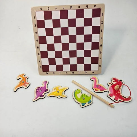 Wooden 2 in 1 board fishing and games