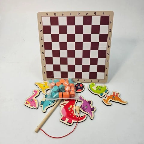 Wooden 2 in 1 board fishing and games