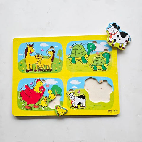 Wooden Family Animal Matching Puzzle