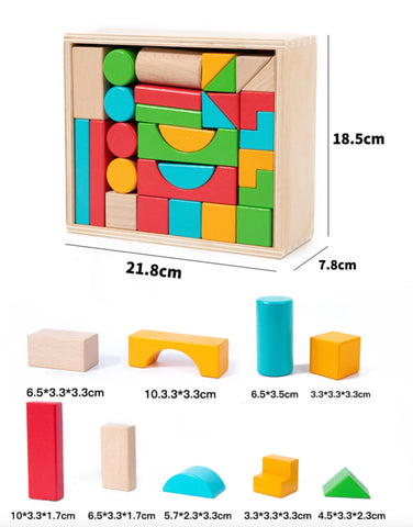 Wooden Building Blocks-50pcs