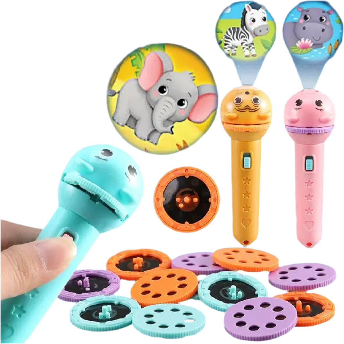 Mini Projector Light Toy with 3 Slides for Kids