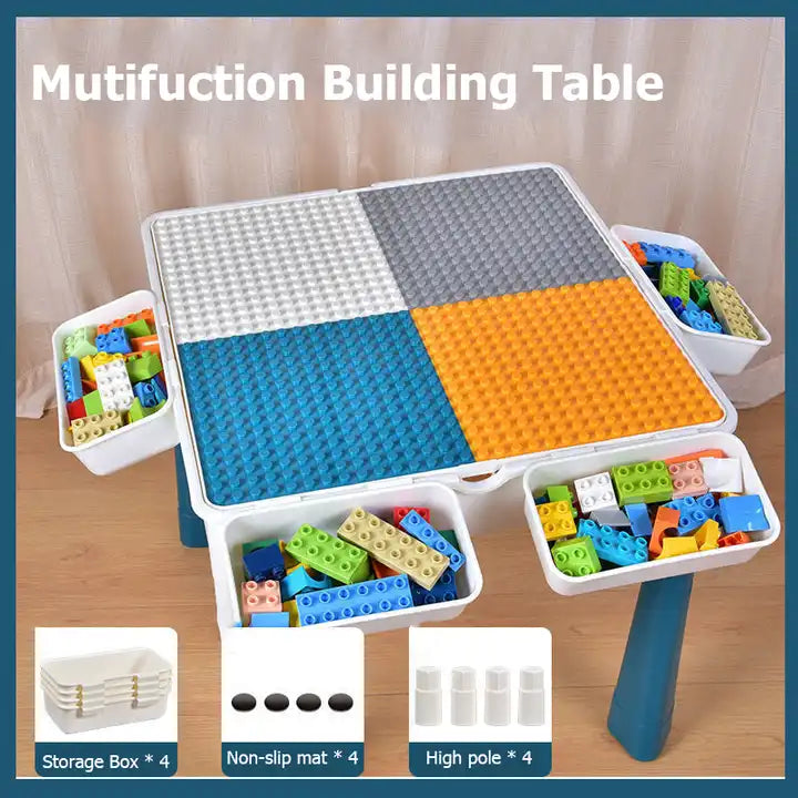 Lego Building Blocks Table |  4 Hanging Storage Shelves Compatible with Building Bricks