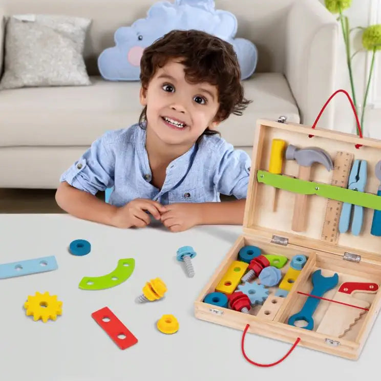 Kids Tool Set Box Wooden Toy Set Pretend Toy