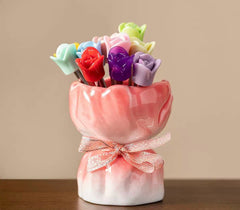 Rose-Shaped Fruit Fork Set with a Ceramic Storage Vase🍴