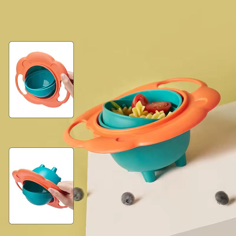 Gyro Bowl 360 Degree Rotation Baby Magic Bowl Spill Proof Snack Bowls for Toddlers (Vegetable)