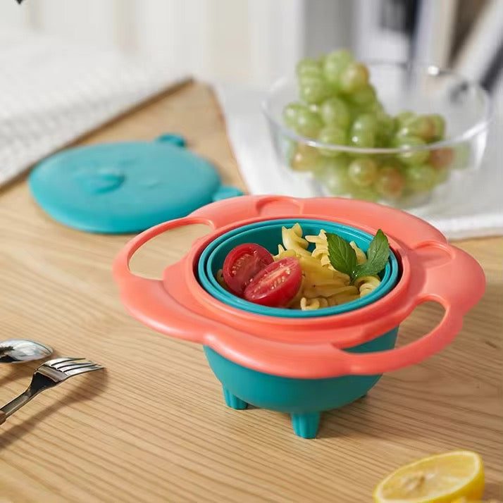 Gyro Bowl 360 Degree Rotation Baby Magic Bowl Spill Proof Snack Bowls for Toddlers (Vegetable)