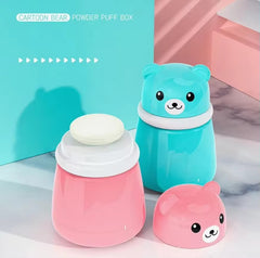🧸✨ Cute Bear Baby Powder Puff Container Set ✨🧸