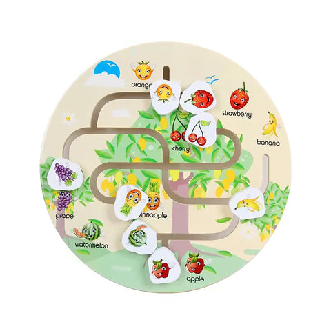 Animal Maze Kids Early Education Educational Wooden Toys Cartoon Animal Maze Creative Round Maze Toy (Animal Maze).