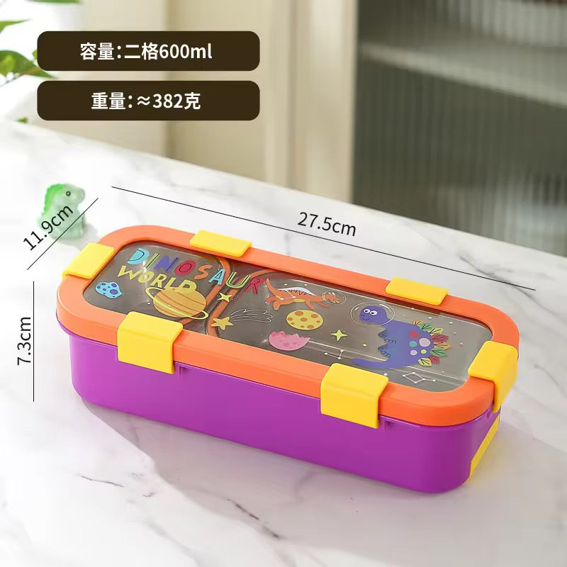 2 Partition Bento Box 600 mL🚀🦄🦖