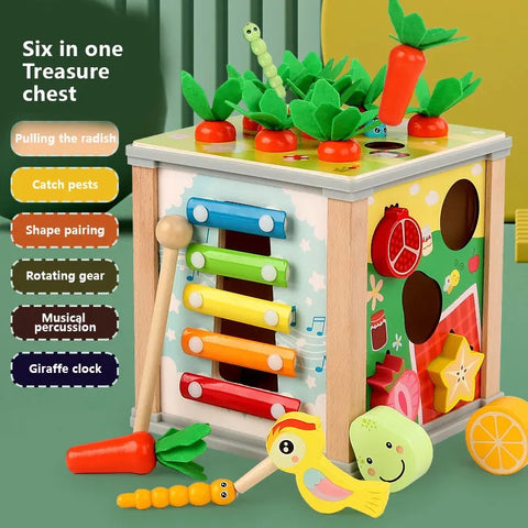 Montessori Wooden Educational Toys 6 in one activity box|Treasure Chests