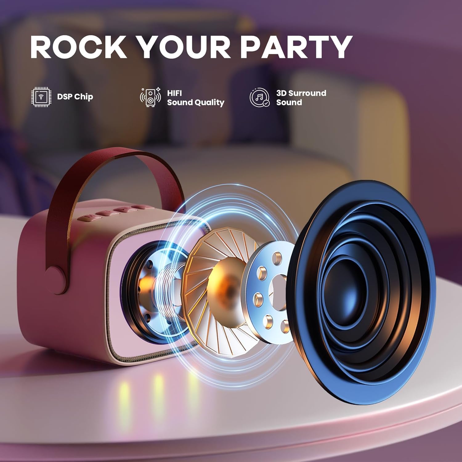 Mini Bluetooth Speaker with Wireless Karaoke Mic