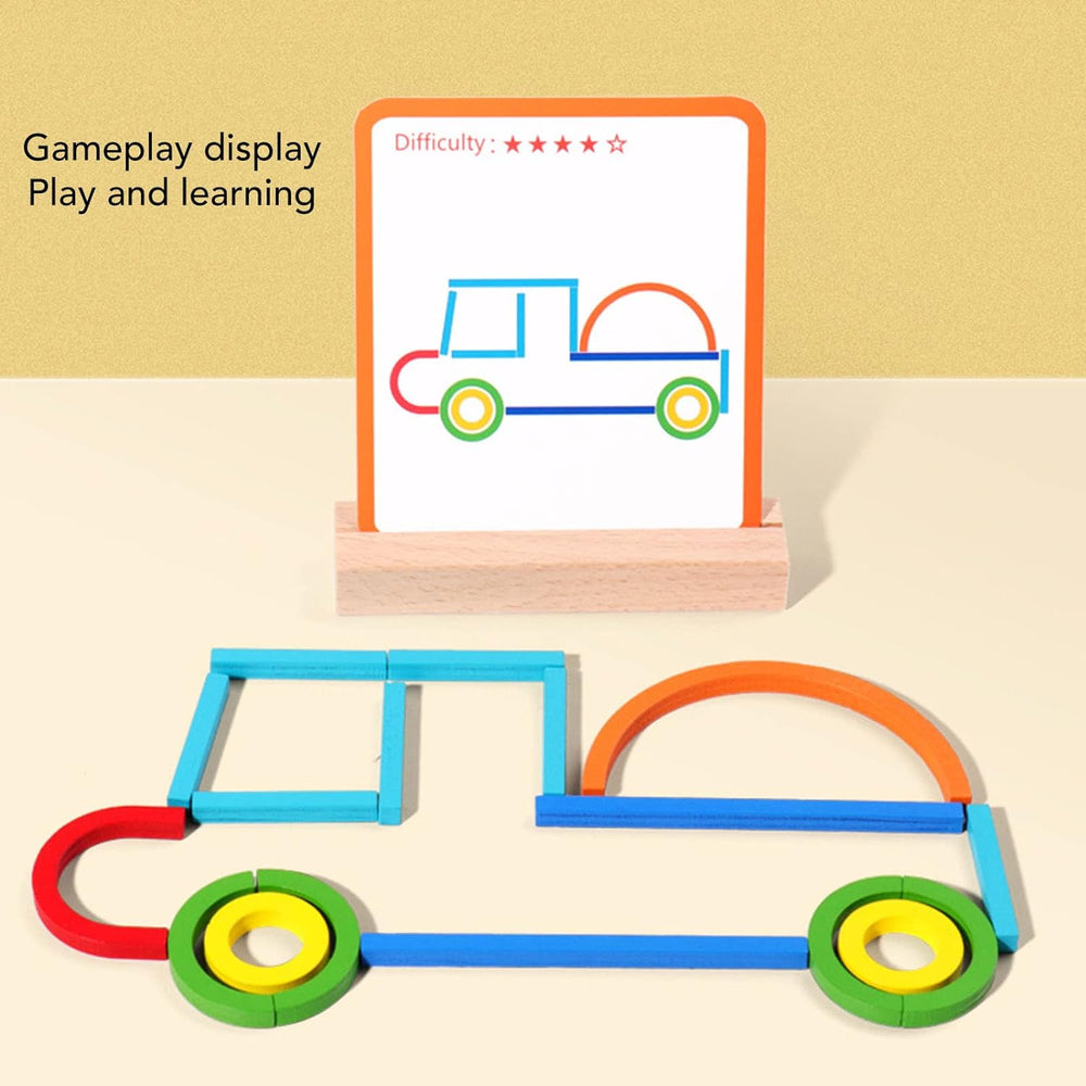 Montessori Wooden Creative Sticks and Rings Puzzle | Geo Sticks