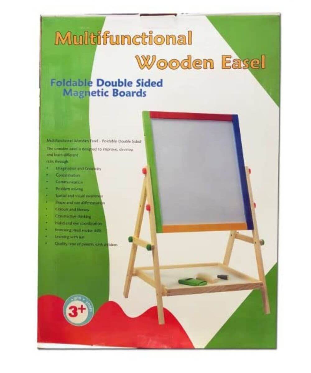 Multifunctional Wooden Easel – Double-Sided Magnetic Board